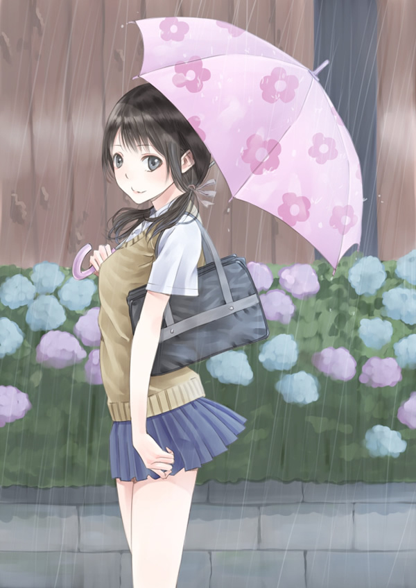撑小雨伞二次元少女唯美动漫美图