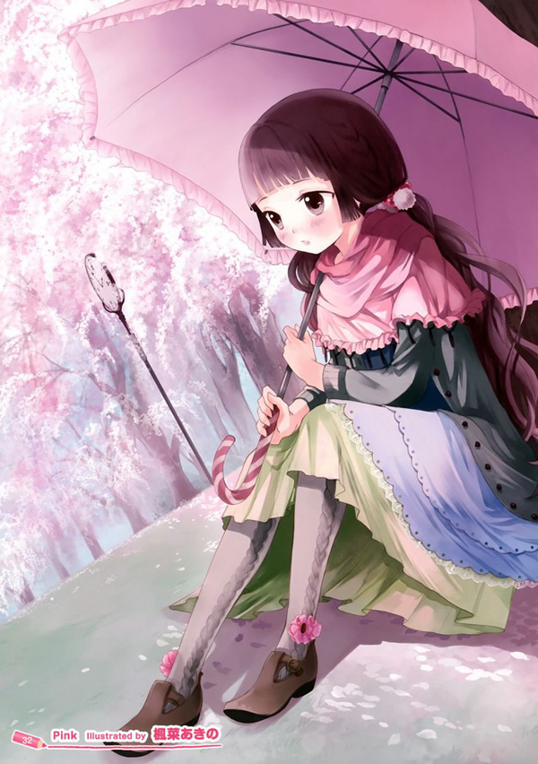 撑小雨伞二次元少女唯美动漫美图