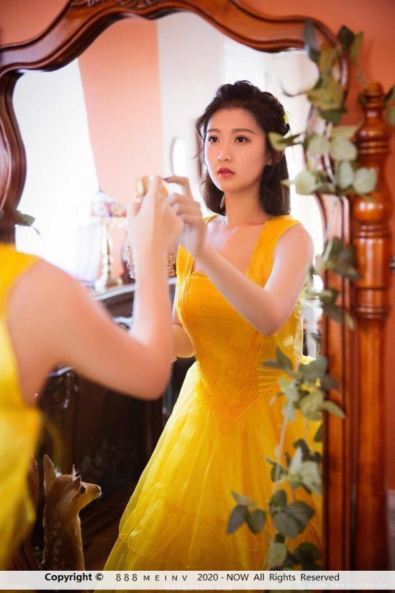 黄裙子美女养眼气质私房图片高清图片