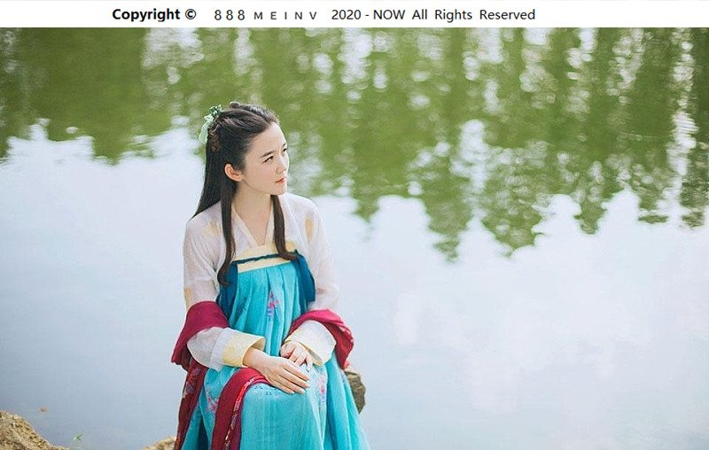 俏皮女学生 古典古装美女红丝飘带户外清新写真 www.888meinv.com 美女图片网